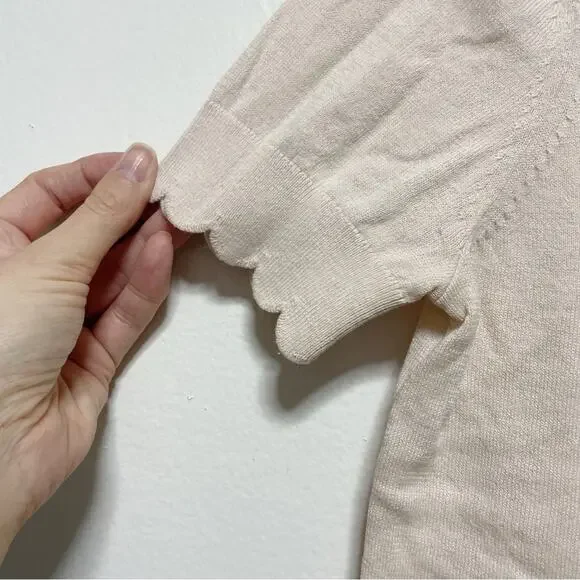 Kate Spade Light Pink Short Sleeved Scallop Detail Sweater - Picture 4 of 7